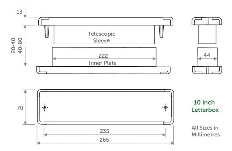 Diagram Image for LB21 - 10 inch uPVC Letterbox
