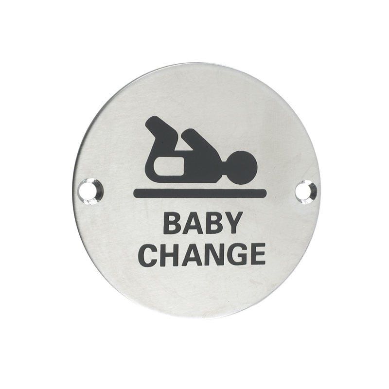 Zoo Baby Change Door Sign In Stainless Steel Finish