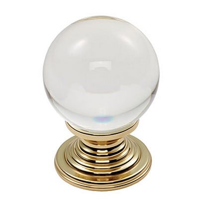 Frelan Ch143 Glass Cabinet Knob, Clear Ball, Brass Rose, 25Mm