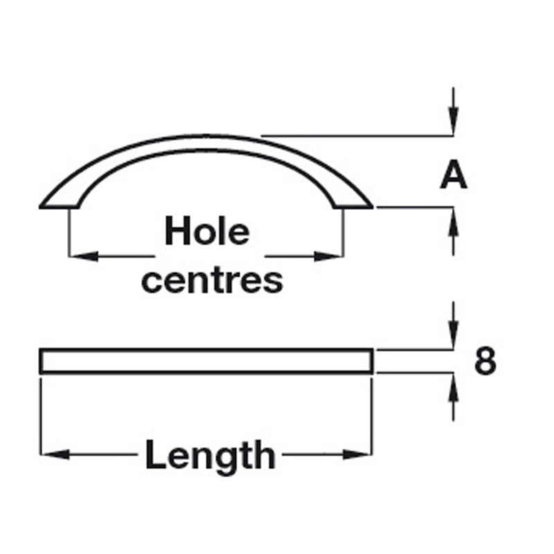 Diagram Image for CH402 Square Bow Pull Handle