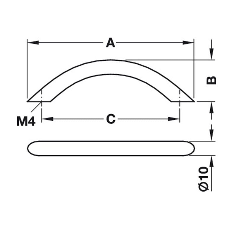 Diagram Image for CH403 Round Bow Pull Handle