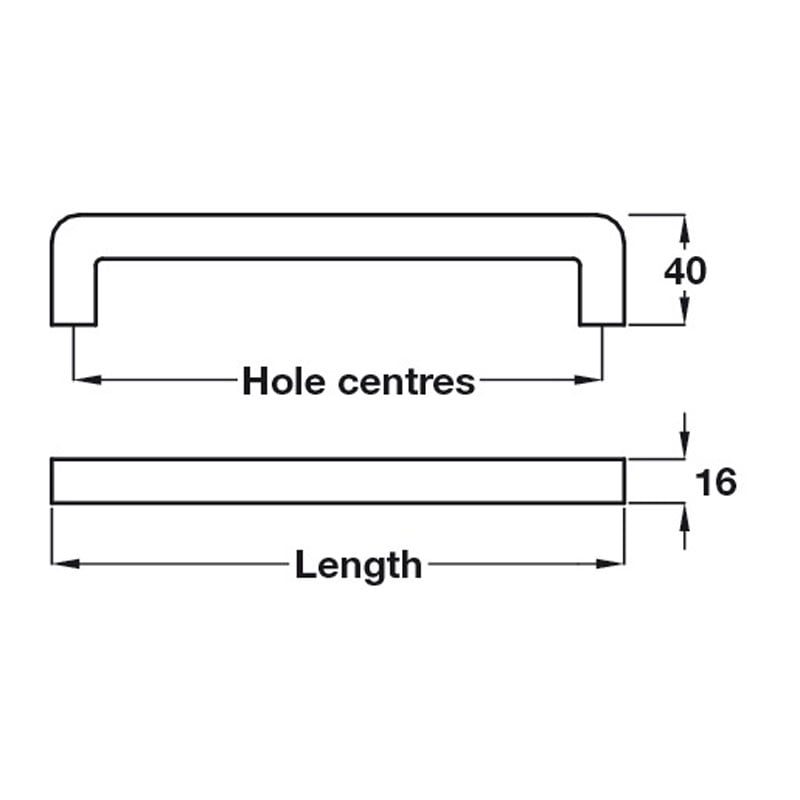 Diagram Image for CH404 Square Bar Pull Handle