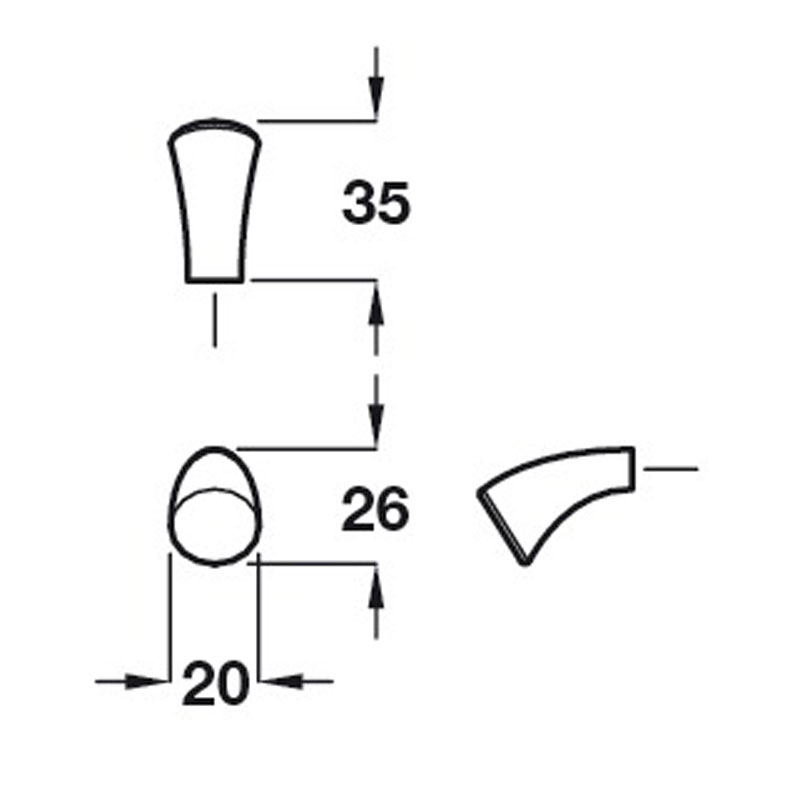 Diagram Image for CH423 Curved Cupboard Knob