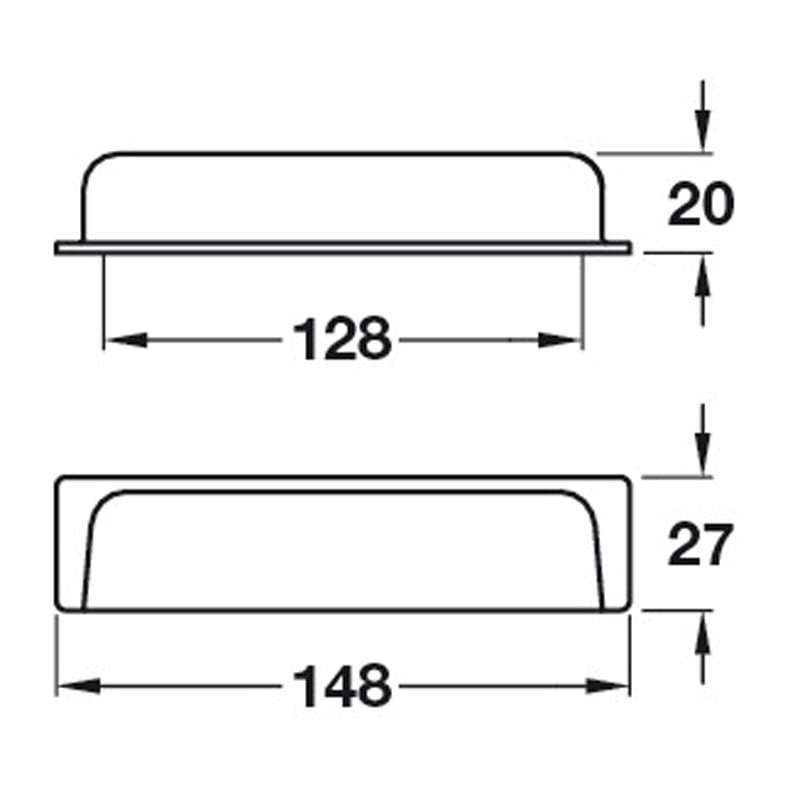 Diagram Image for CH435 Rectangular Cup Handle