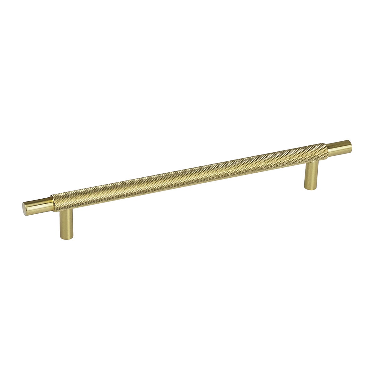 Handlestore Ch445 Knurled T Bar Pull Handle, Satin Brass Cupboard Handles, 192Mm