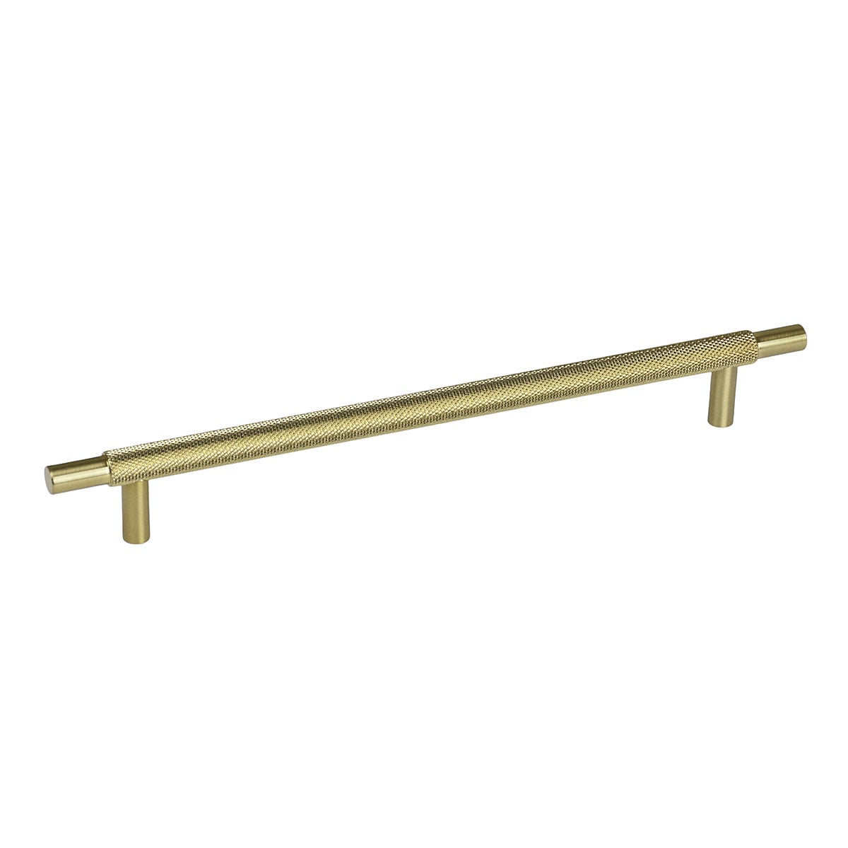 Handlestore Ch445 Knurled T Bar Pull Handle, Satin Brass Cupboard Handles, 224Mm