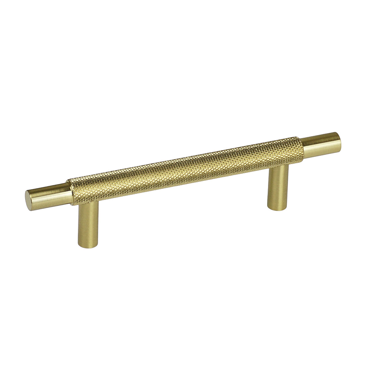 Handlestore Ch445 Knurled T Bar Pull Handle, Satin Brass Cupboard Handles, 96Mm