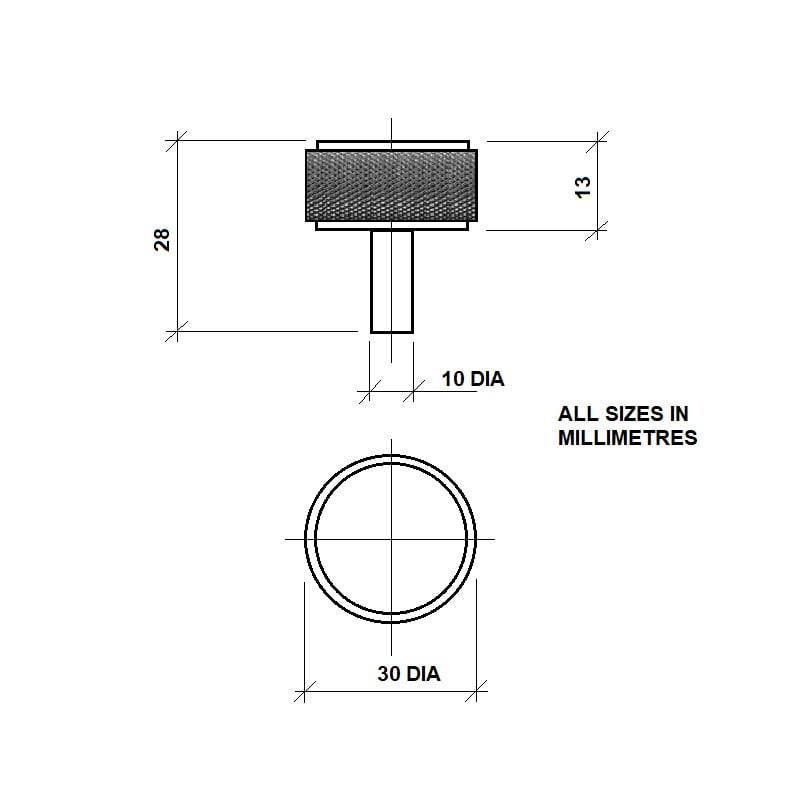 Diagram Image for CH448 Knurled Dial Cupboard Knob