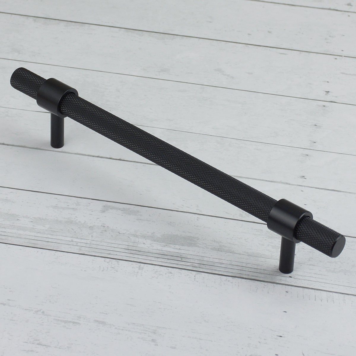 Handlestore Black Ch449 Knurled Collar T Bar Pull Handles, Matt 160Mm Centres