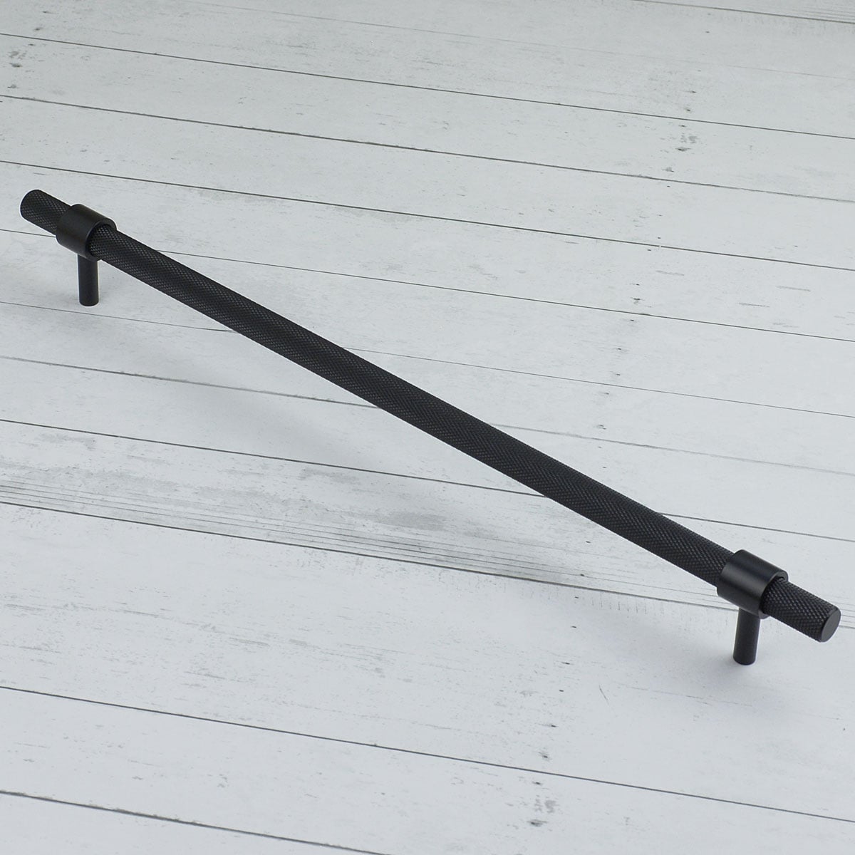 Handlestore Black Ch449 Knurled Collar T Bar Pull Handles, Matt 306Mm Centres