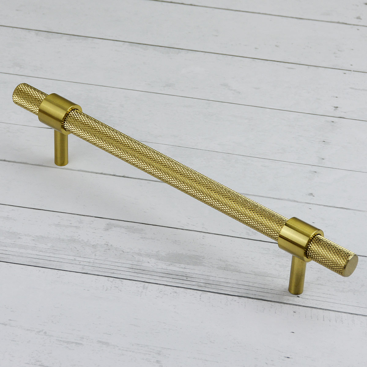 Handlestore Ch449 Knurled Collar T Bar Pull Handles, Satin Brass, 160Mm Centres