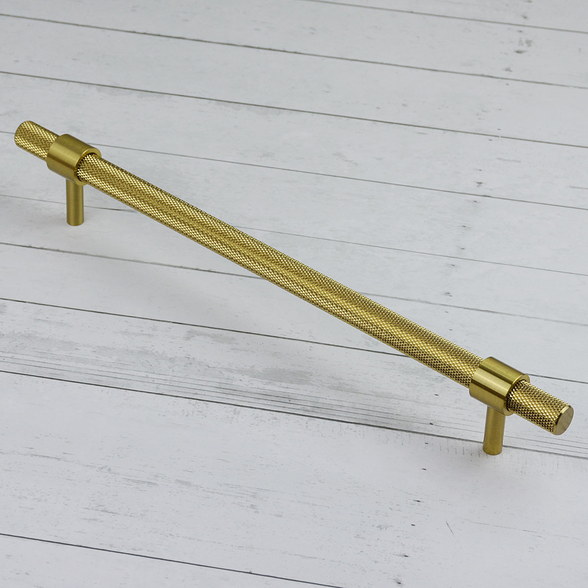 Handlestore Ch449 Knurled Collar T Bar Pull Handles, Satin Brass, 224Mm Centres