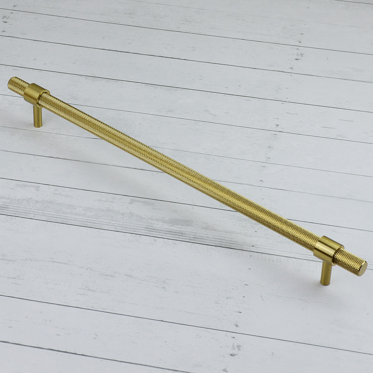 Handlestore Ch449 Knurled Collar T Bar Pull Handles, Satin Brass, 306Mm Centres