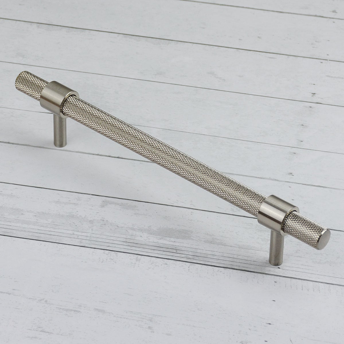 Handlestore Ch449 Knurled Collar T Bar Pull Handles, Satin Nickel, 160Mm Centres