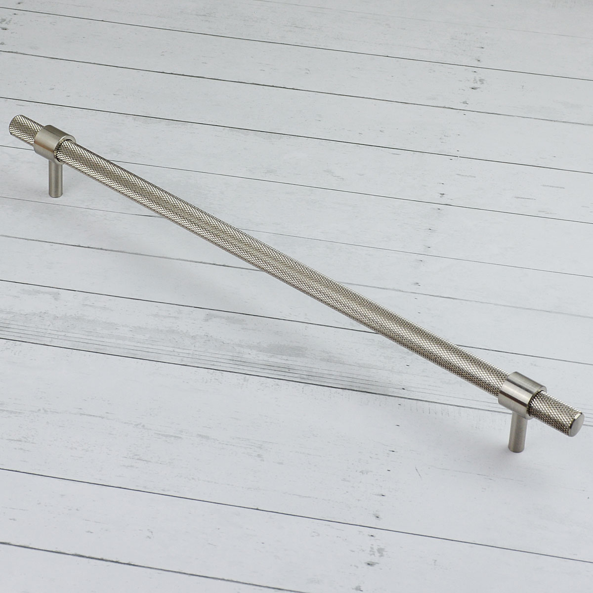 Handlestore Ch449 Knurled Collar T Bar Pull Handles, Satin Nickel, 306Mm Centres