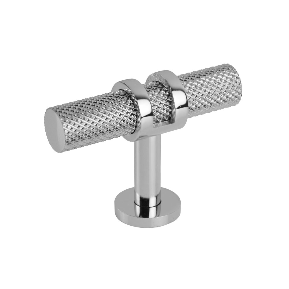 Handlestore Ch450 Knurled Collet T Bar Pull Handle, 60Mm Total Length, Polished Chrome
