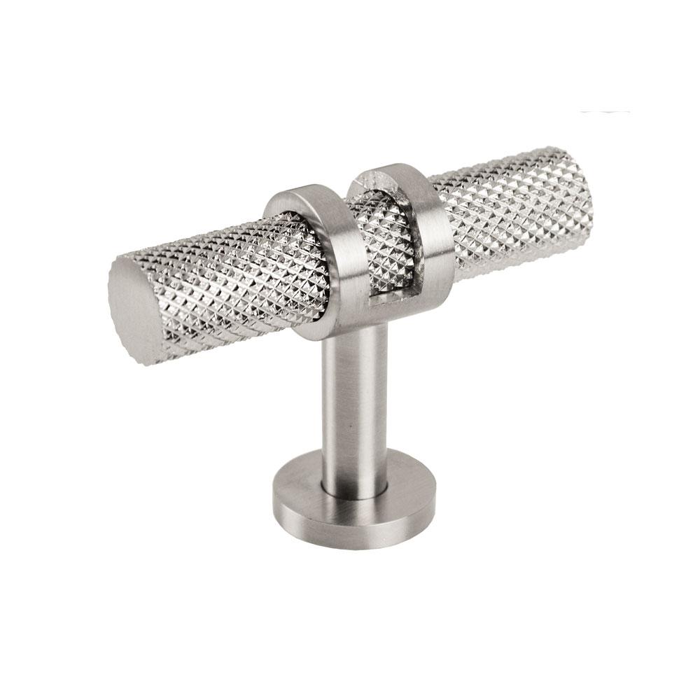 Handlestore Ch450 Knurled Collet T Bar Pull Handle, 60Mm Total Length, Satin Nickel