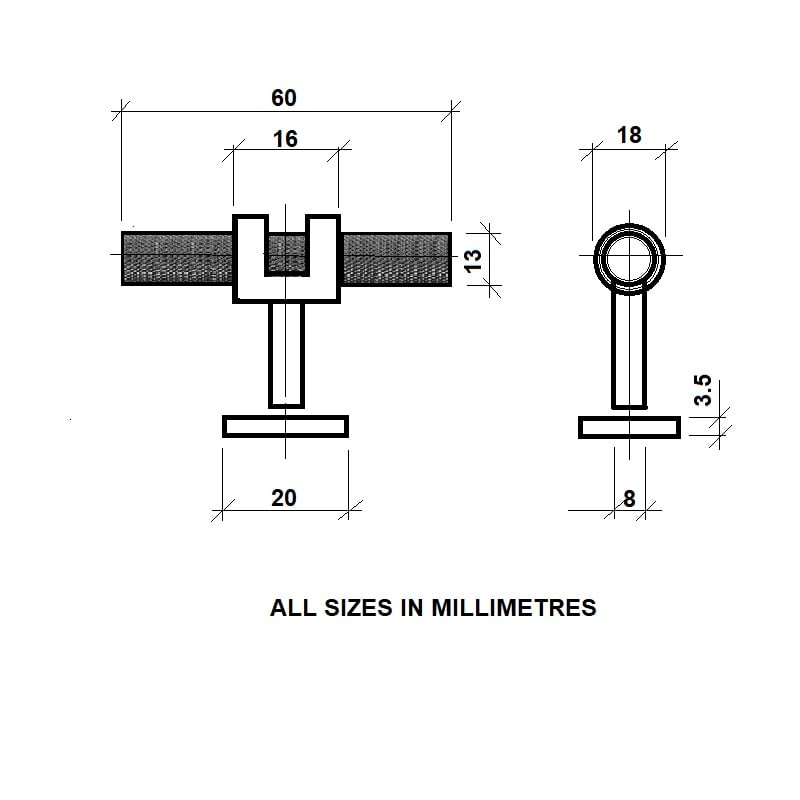 Diagram Image for CH450 Knurled Collet T Bar Pull Handle