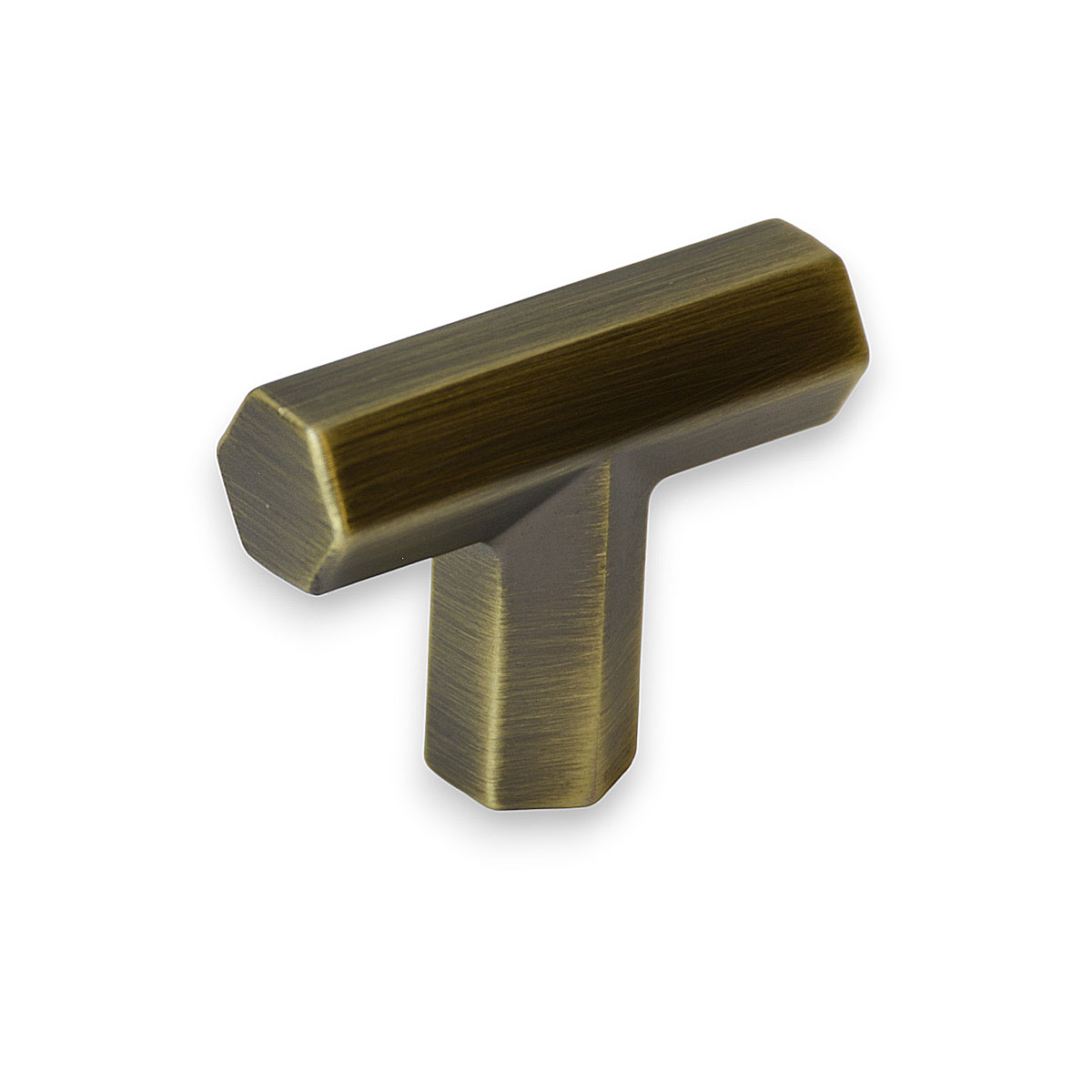 Handlestore Antique Brass Hexagon T-Bar Cupboard Knob, Solid Zinc Alloy.