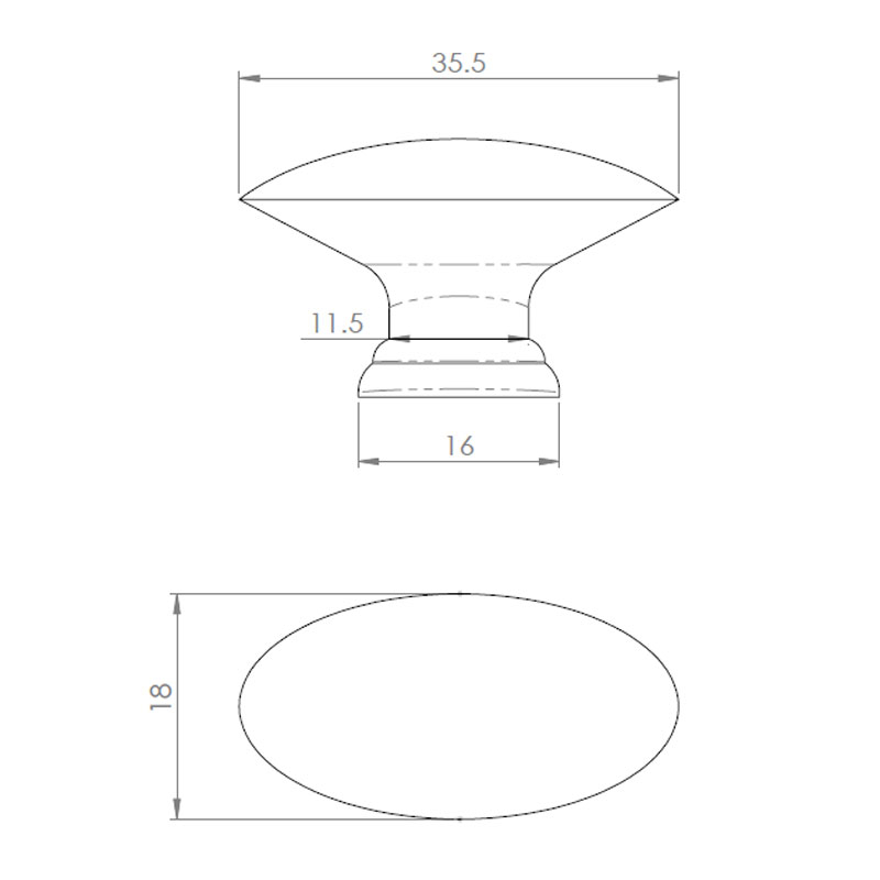 Diagram Image for CH87 Oval Cupboard Knob