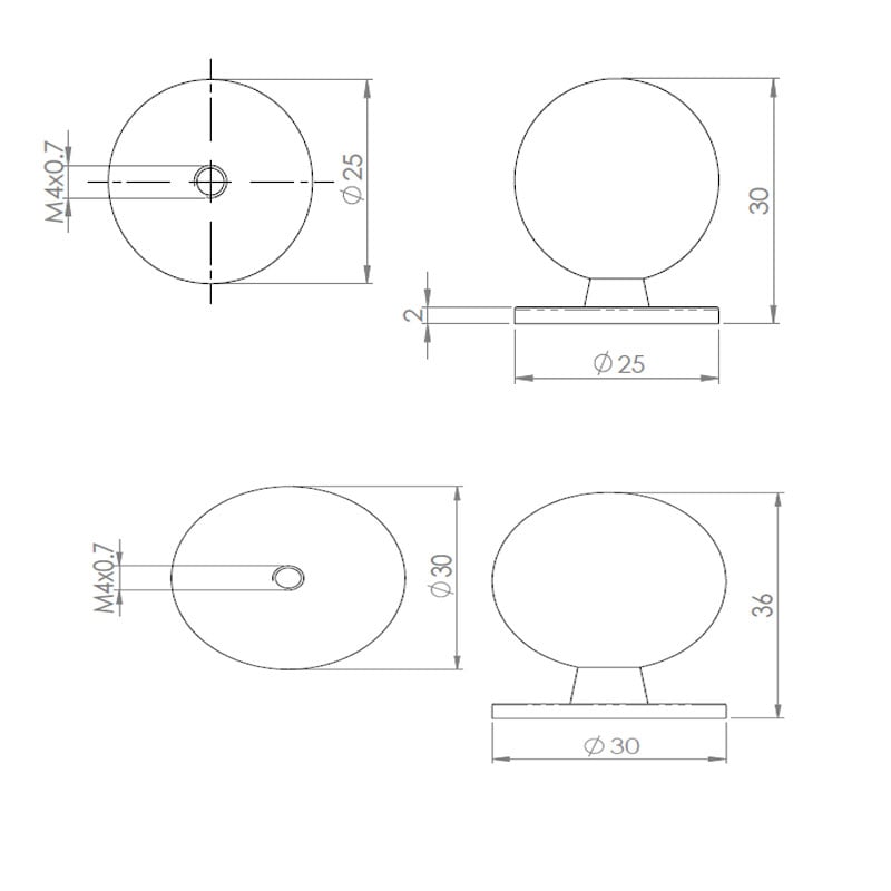 Diagram Image for CH92 Ball Cupboard Knob