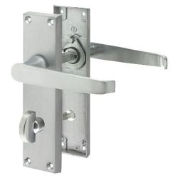 Z04 Victorian Straight Bathroom Door Handle Set, Chrome Satin