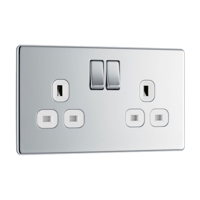 General Plug PS04 Double Plug Socket | Push-on Plate 2 Gang | HandleStore.com