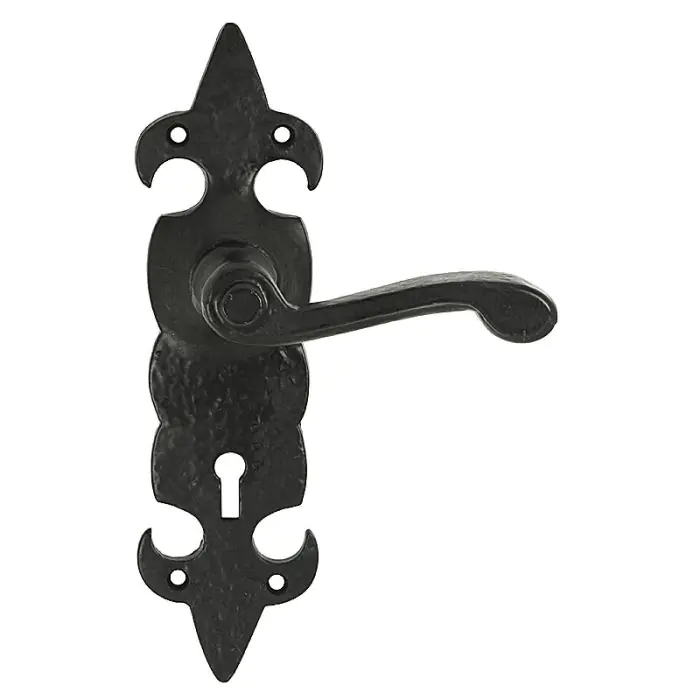 Fleur de Lys Z131 Antique Black Lock Door Handle | HandleStore.com