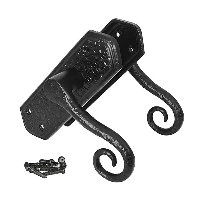 Z140 Monkey Tail Latch Door Handle | Black Antique Traditional