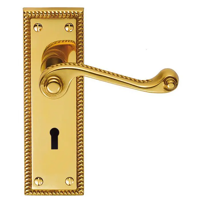【 doorzo公式 】 Z608 Georgian Squared Lever Lock Solid Brass Door Handle | HandleStore