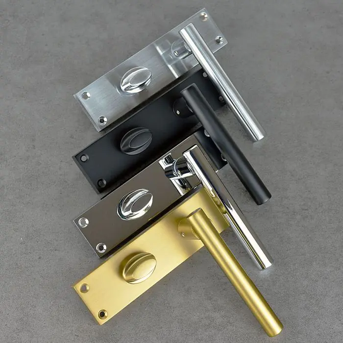 Z742 | T-Bar Lever Backplate Bathroom Door Handles | HandleStore.com