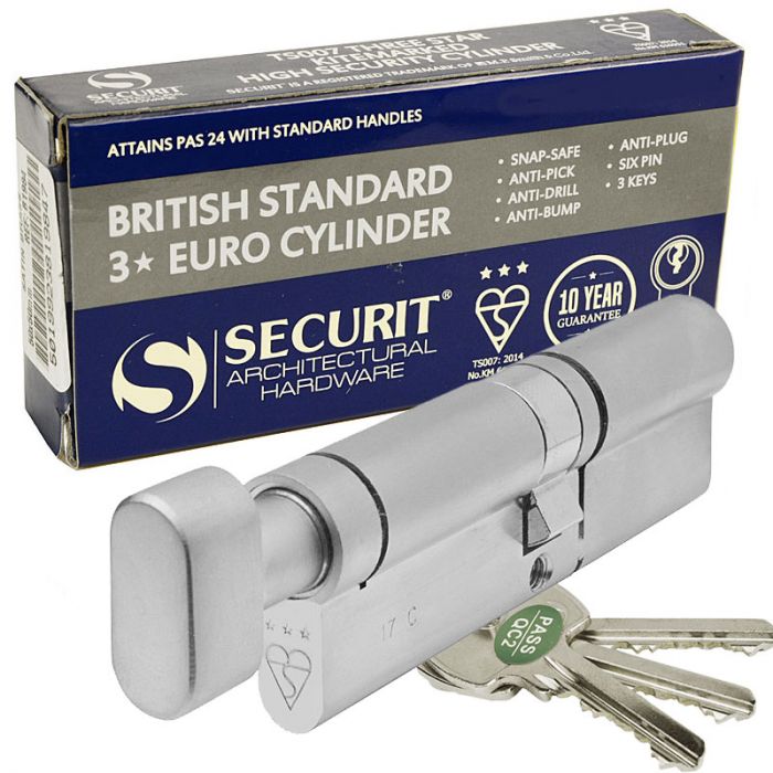 Anti-Pick Anti-Snap 80mm British Standard Door Lock with 5 Keys in Polished Brass Maximum Security Barrel Lock. Anti-Drill Anti-Bump XFORT® 3* Kitemarked Thumb Turn Euro Cylinder Lock 40T/40