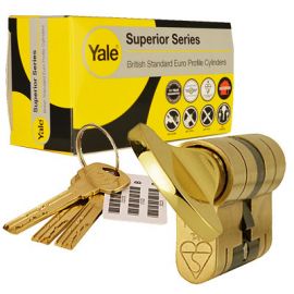 T45/45 Yale Superior Series Thumbturn Euro Cylinder - Brass.