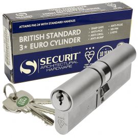 DL37 - 3 Star Anti Snap Lock Euro Cylinder Nickel, 60 40
