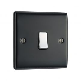 Matt Black LS01 Screw Plate 1 Gang Light Switch
