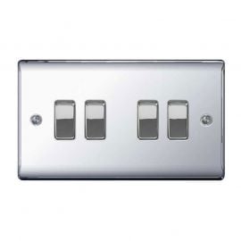 Polished Chrome  LS04 Screw Plate 4 Gang Light Switch