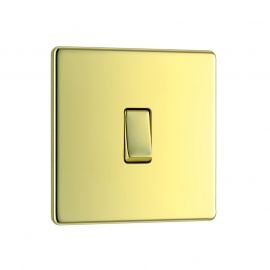 Polished Brass LS05 Screwless Plate 1 Gang Light Switch