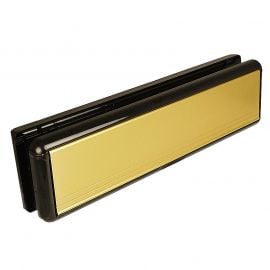 Gold matt upvc letterbox with black surround