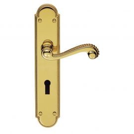 Z604 Georgian Lever Lock Solid Brass Door Handle Polished Brass