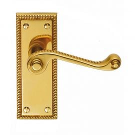 Z607 Georgian Squared Lever Latch Solid Brass Door Handle Polished Brass