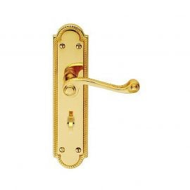Z615 Georgian Shaped Bathroom Solid Brass Door Handle Polished Brass
