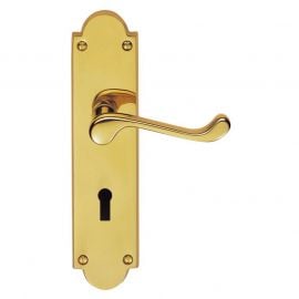 Z617 Victorian Lever Lock Solid Brass Door Handles Polished Brass