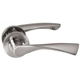 Z746 Twist Lever Rose Door Handle Pair, Polished and brushed chrome