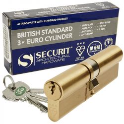 DL37 - 3 Star Anti Snap Lock Euro Cylinder in satin Brass, 35 35