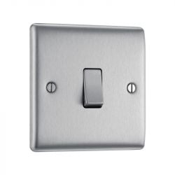 Brushed Steel LS01 Screw Plate 1 Gang Light Switch