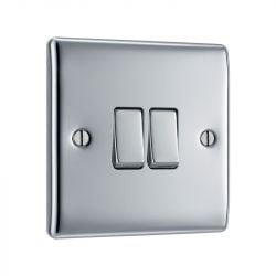 Polished Chrome LS02 Screw Plate 2 Gang Light Switch