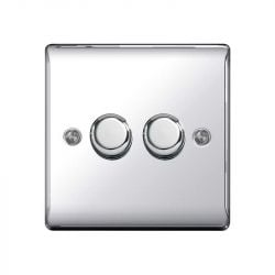Polished Chrome LS10 Screw Plate 2 Gang Dimmer Switch