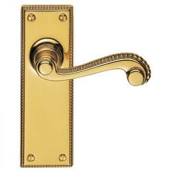Z600 Georgian Scroll Lever Latch Solid Brass Door Handle Polished Brass