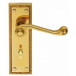 Z610 Georgian Squared Bathroom Solid Brass Door Handle Polished Brass