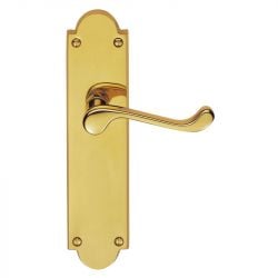 Z616 Victorian Lever Latch Solid Brass Door Handles Polished Brass